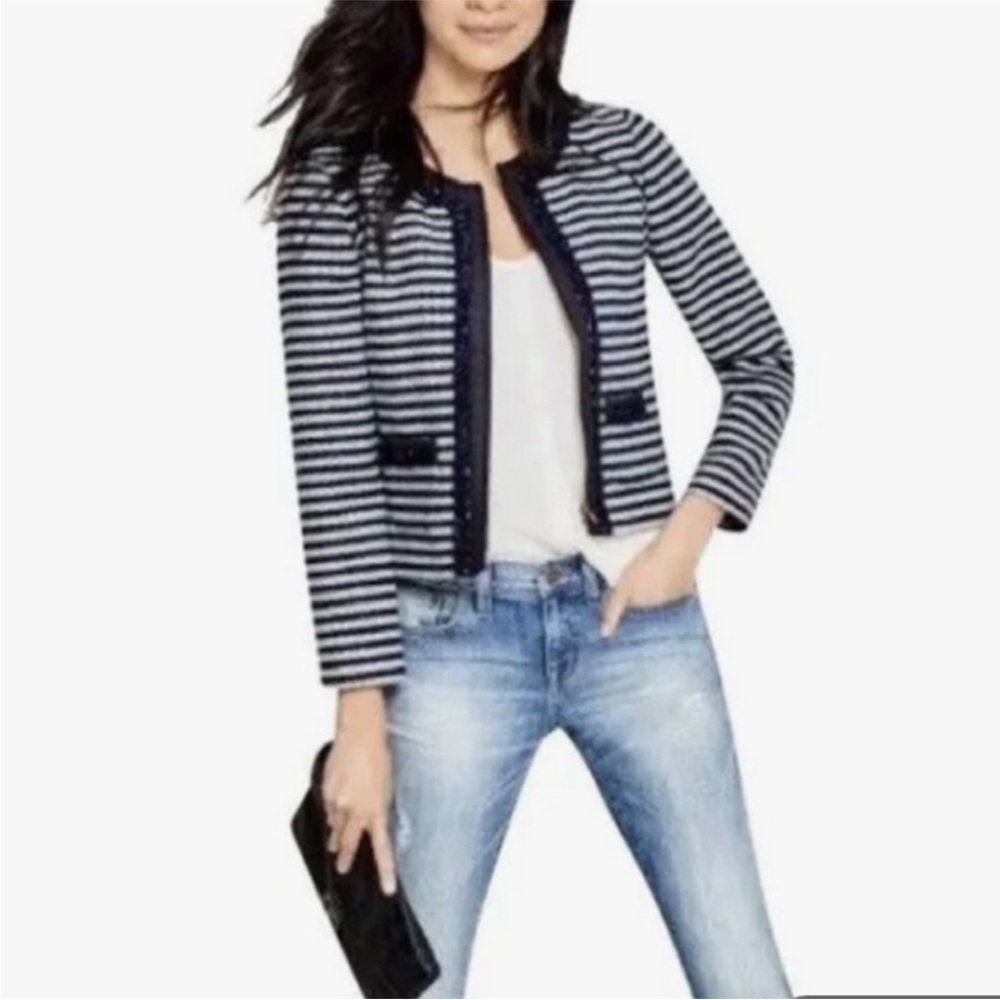 J. CREW Suiting Glitter Tweed Preppy Office Work Academia Striped Blazer Jacket - Picture 2 of 9